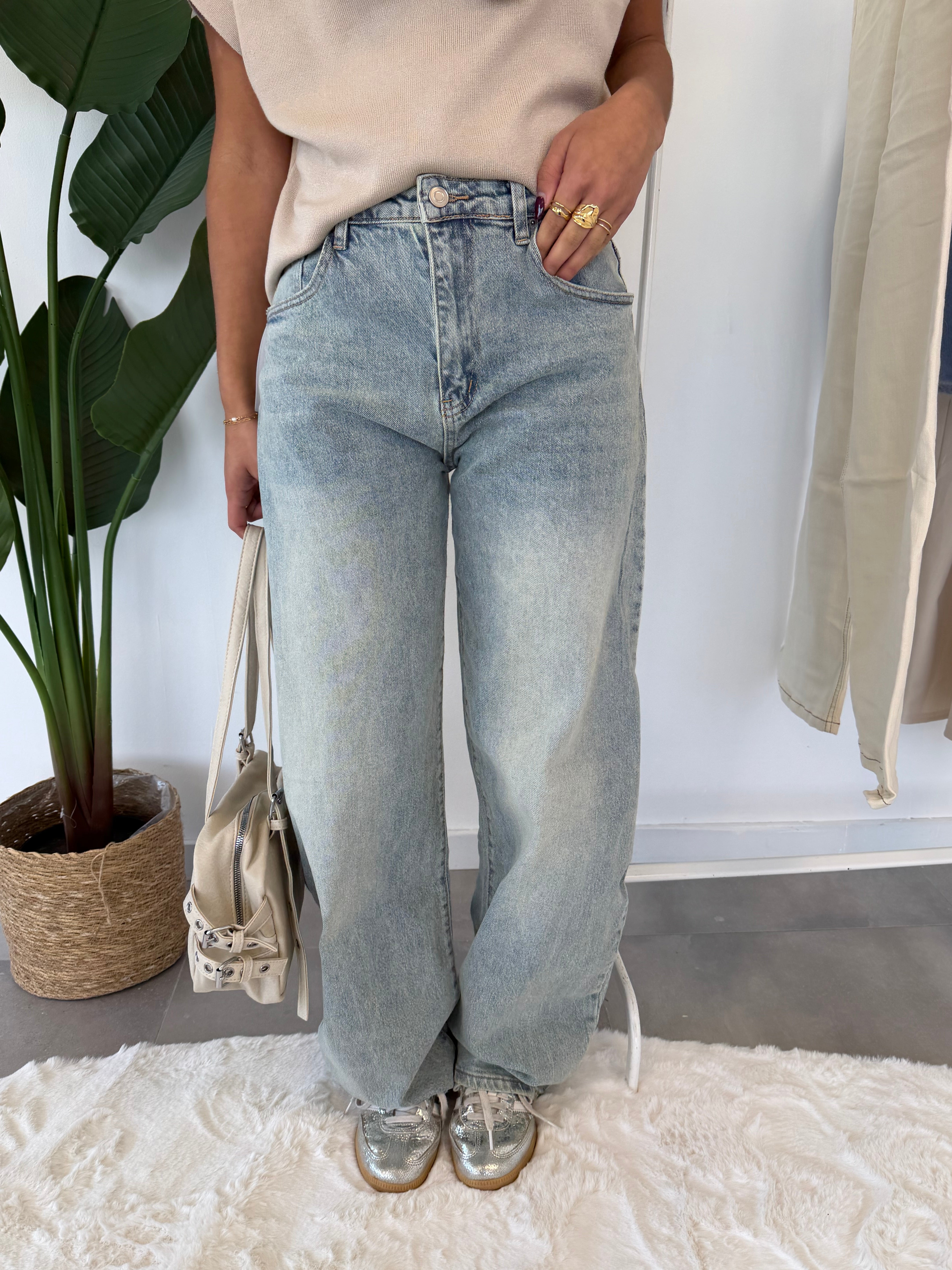 Joanna balloon jeans stretch washed – high-waist dames jeans met ballonpasvorm, voorkant detail